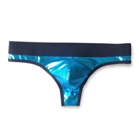 Culottes pour hommes Club Élasticité Couleur contrastée Séchage rapide Surface brillante Taille basse Vêtements de club Sous-vêtements en similicuir String pour hommes Night-club