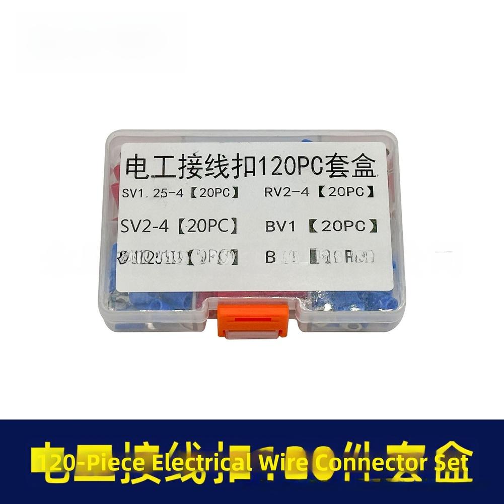 120pcs/set Fire Resistant Electrical Wiring Terminals U Y Type Fork Insulated Tubular Crimp Terminals Wire Cable Butt Connectors