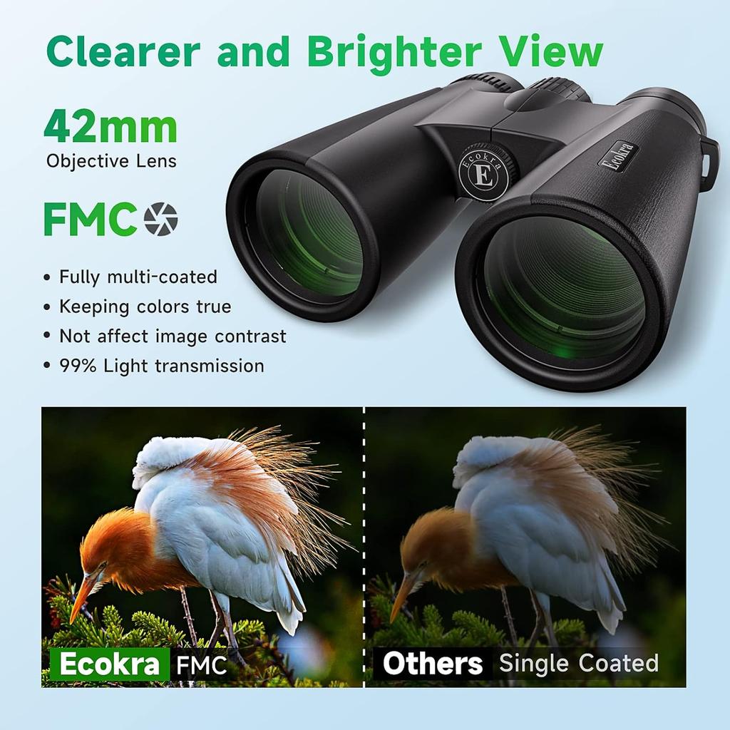 12x42 HD Binoculars for Adults, High Power Binoculars with Tripod Phone Adapter, Waterproof Compact Binoculars for Bird Watching Hunting Stargazing,