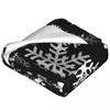 Black And White Snowflake Christmas Blankets Soft Warm Flannel Throw Blanket Plush for Bed Living room Picnic Travel Home Couch
