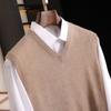 Men's 100% Cashmere Vest Business Casual Knitted Sleeveless V-Neck Jumper Loose Pull Over Top Pullover Cashmere Sweater