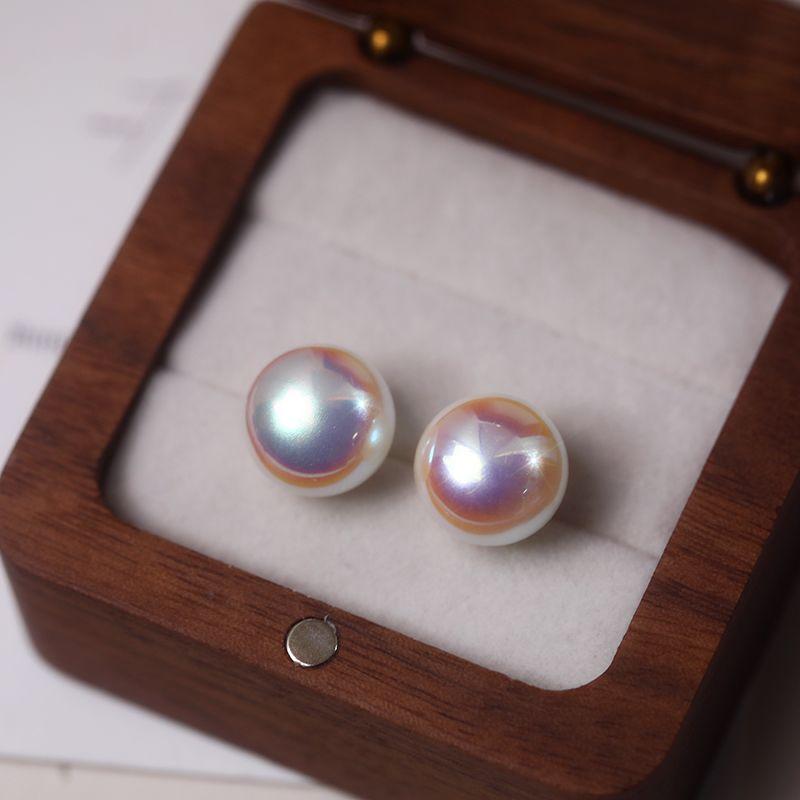 

Mermaid Women s French Best Selling Fancy Pearl Stud Earrings 10mm mermaid pink flat Pearl