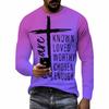 Men Gradient Color Crew Neck Long Sleeve T Shirt Faith Letter Print Casual Daily Wear Top For Spring Autumn