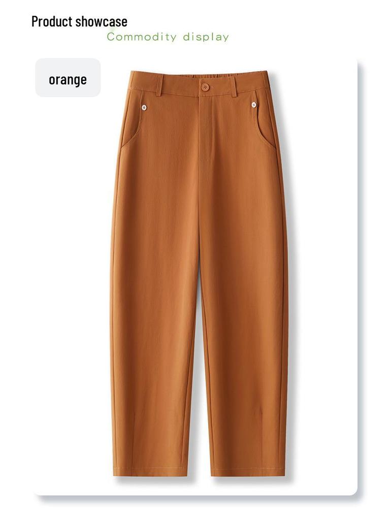 Women's Khaki High-End Drapey Casual Harem Pants - Summer 2025 Collection Thin Suit Carrot Style