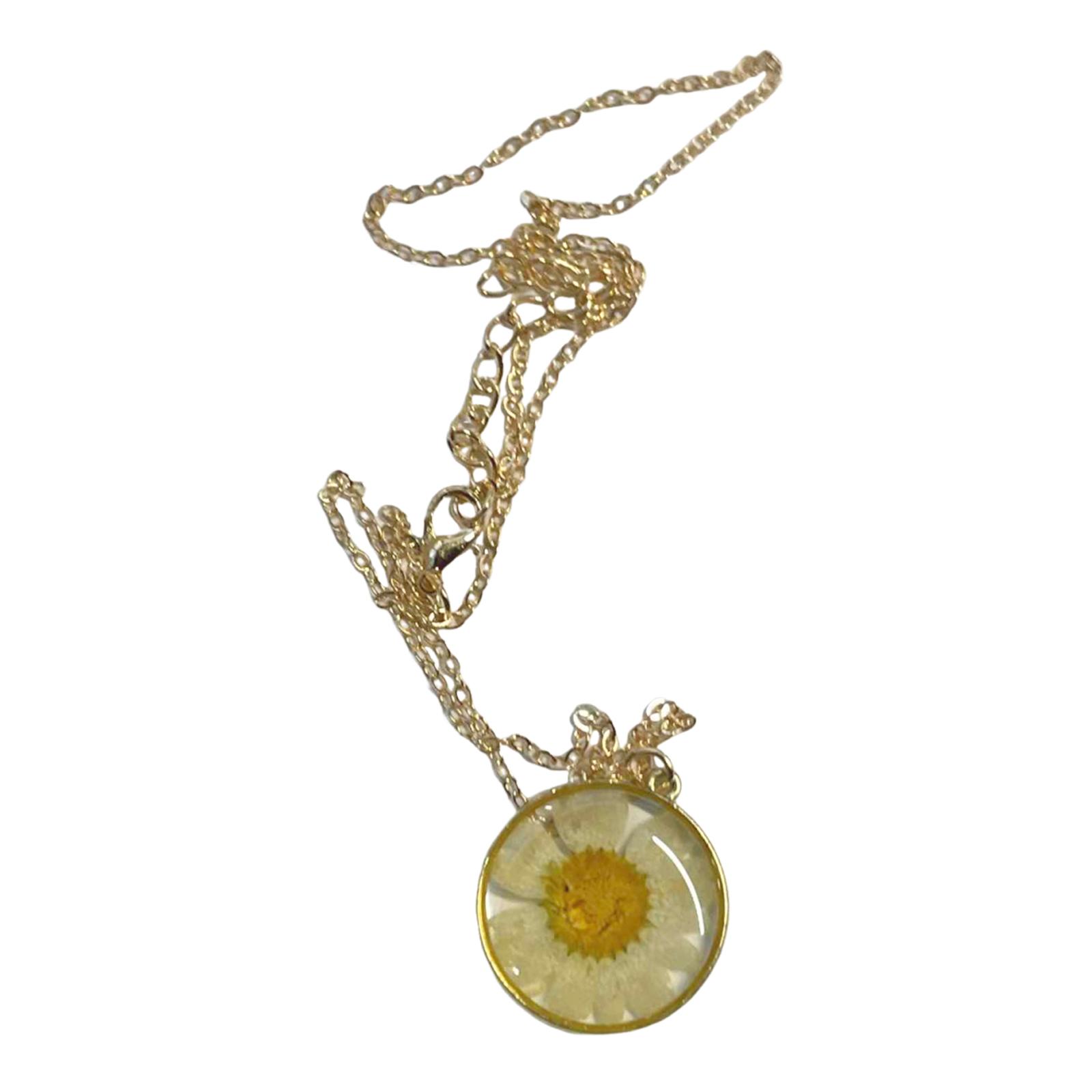 Французское Винтажное Смоляное Ожерелье-Кулон с Засушенными Цветами One Size жёлтый