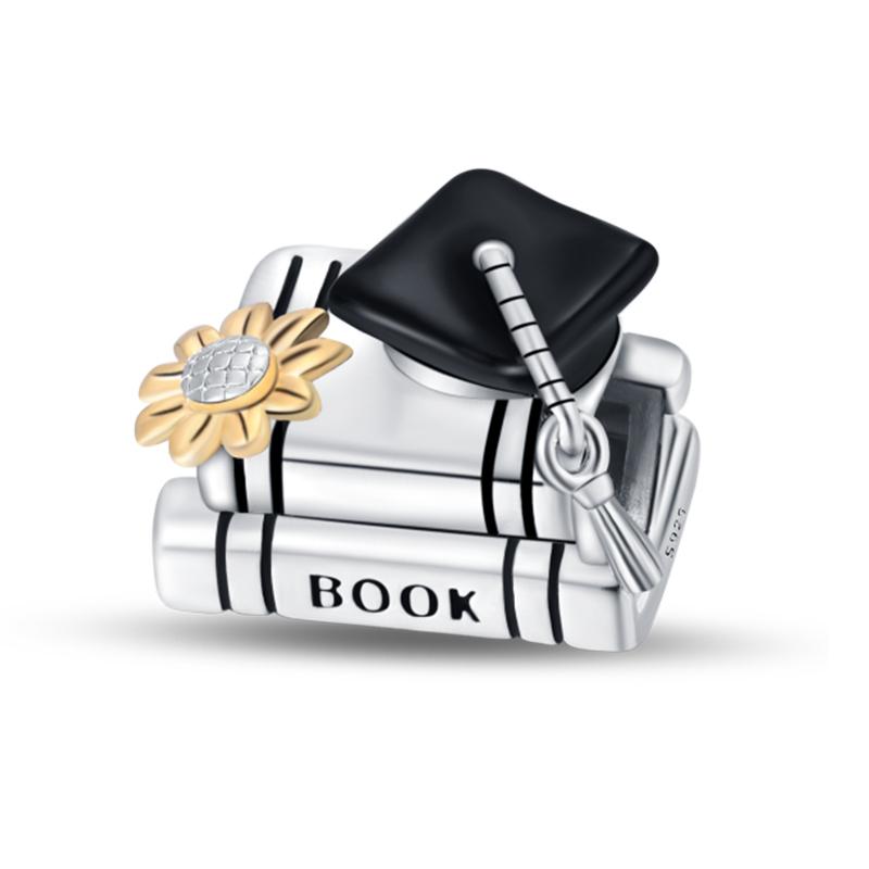 Copper Color Graduation Certificate Bachelor'S Hat Graduation Series Charms Beads Fit Pan Original Bracelets Diy Jewelry