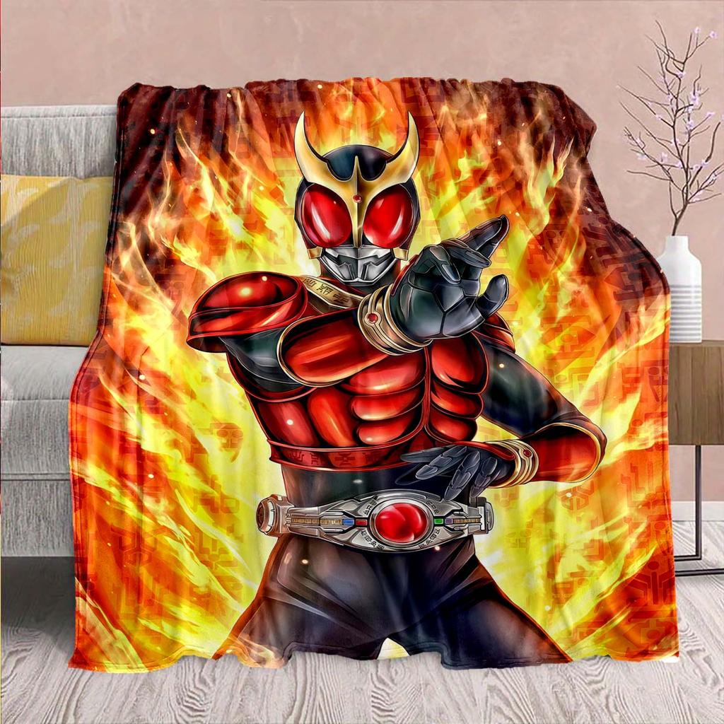 Kamen Rider Anime Flannel Blanket – Soft, Warm, Perfect for Sofas, Bedding, Camping, Travel, Office, and Home Decor – QJY