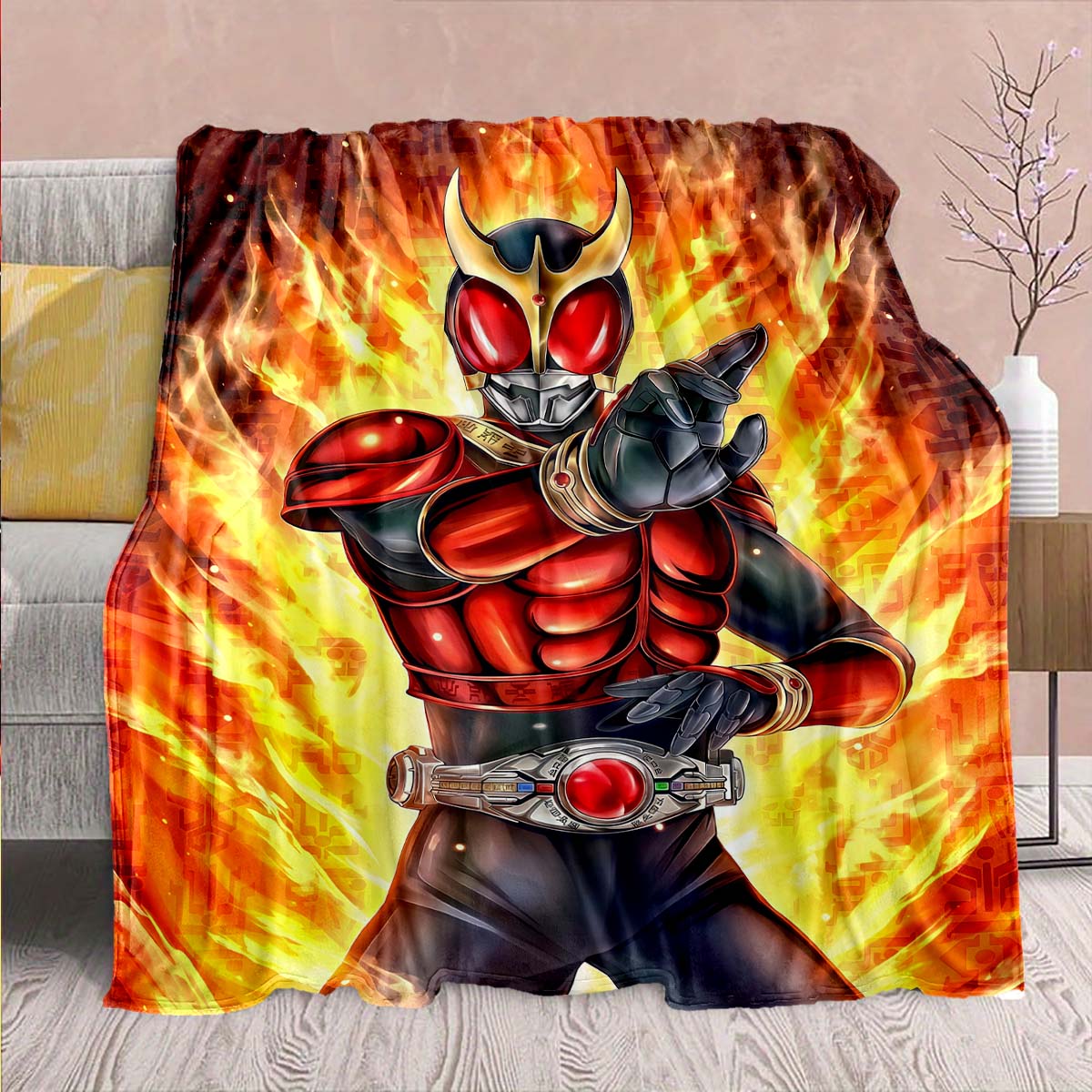 

Kamen Rider Anime Flannel Blanket – Soft, Warm, Perfect for Sofas, Bedding, Camping, Travel, Office, and Home Decor – QJY 75x90cm