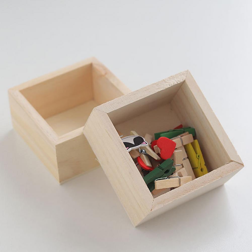 Scatola di immagazzinaggio primaria in legno, quadrata rustica, versatile, mini, articoli vari, scatole per gioielli, articoli per la casa