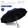12-Rib Black Rubber Fully Automatic Folding Umbrella for Sun and Rain, Bulk Quantity, 70% off Sunshade Umbrellas with Logo Printing, Gift and
