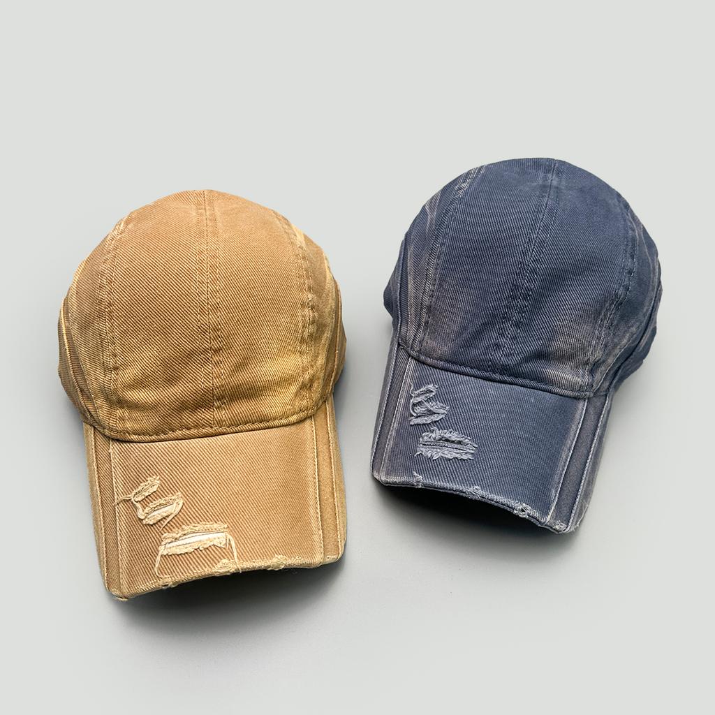 Street Retro Bandhnu Solid Stripe Baseball Hats New Men Women Sunshade Personal Versatile Distress Fashion American Peaked Caps