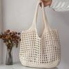 Casual Hollow Knitted Large Tote Bag Designer Handmade Woven Women Shoulder Bags Luxury Summer Beach Bag Shopper Purses