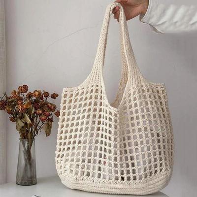 Lässige hohl gestrickte große Einkaufstasche Designer handgefertigt gewebt Frauen Schultertaschen Luxus Sommer Strandtasche Shopper Geldbörsen