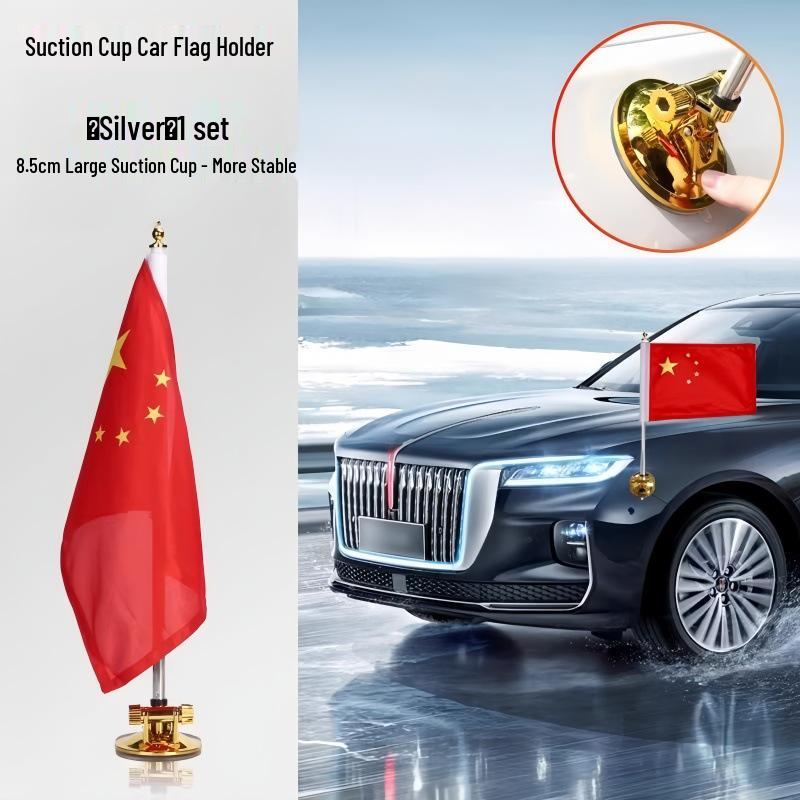 Magnetic Five-Star Red Flag Decoration with Suction Cup – Ideal for Cars, Motorcycles, Weddings, and National Day Celebrations.