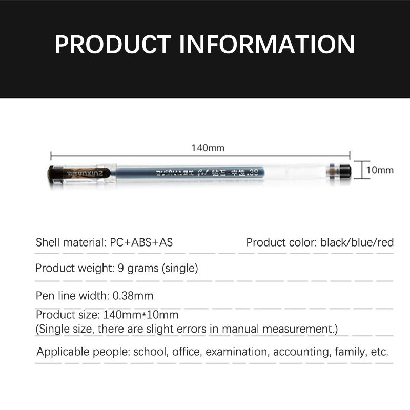 0,38 mm Stor kapacitet Bläck Diamantspets Gelpenna Svart/Blå/Röd Påfyllning Prov Signering Skrivning Skola Kontorsmaterial