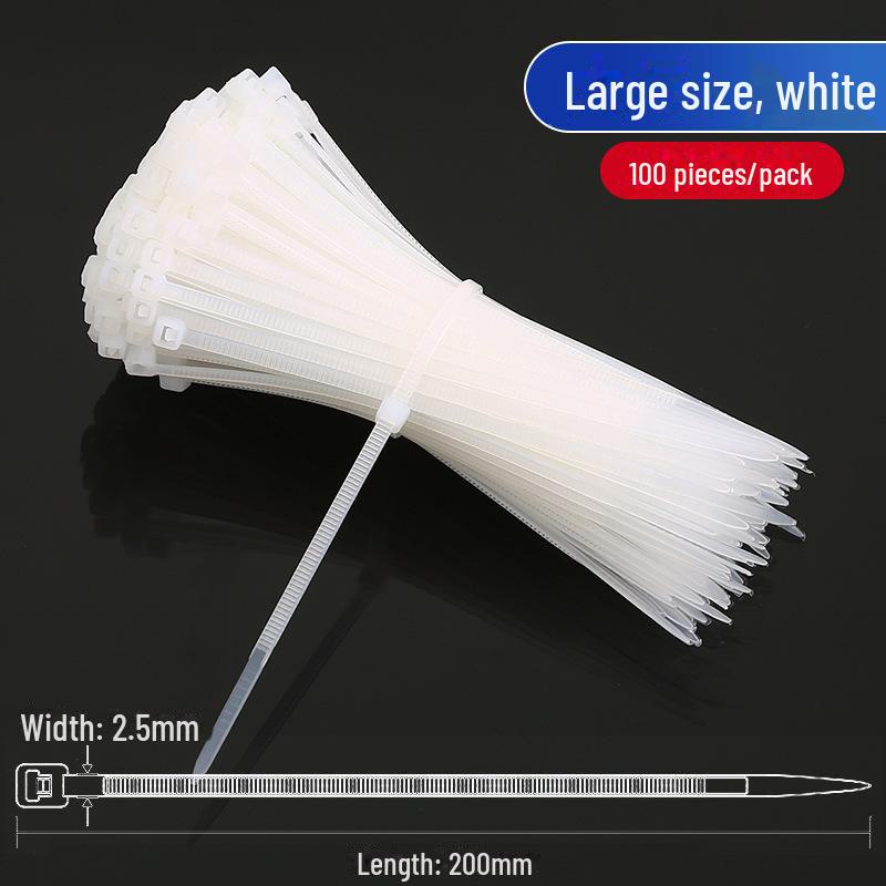 White Nylon Self-Locking Cable Ties - Strong, Durable Wire Fasteners