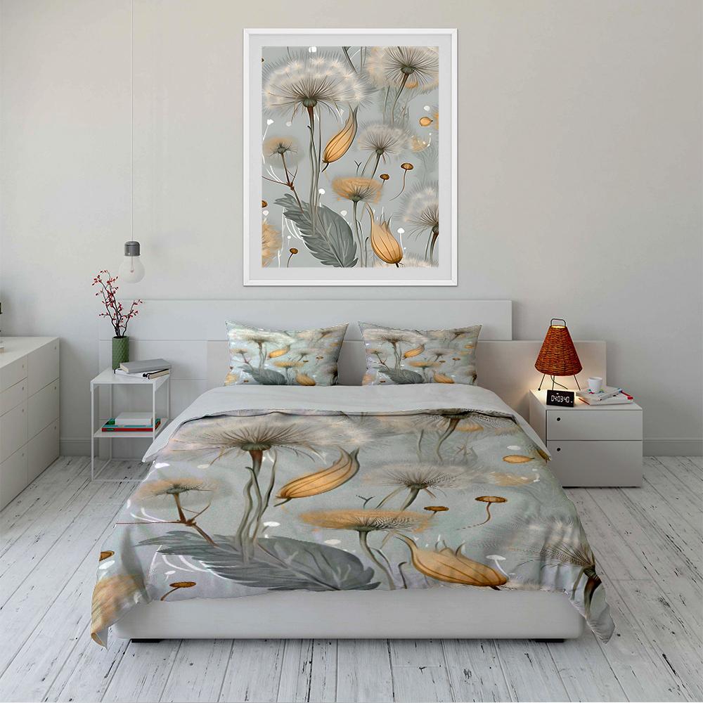 Dandelion Print Bedding Set Bedding Set (1 Duvet Cover, 2 Pillowcases, Duvet Not Included)