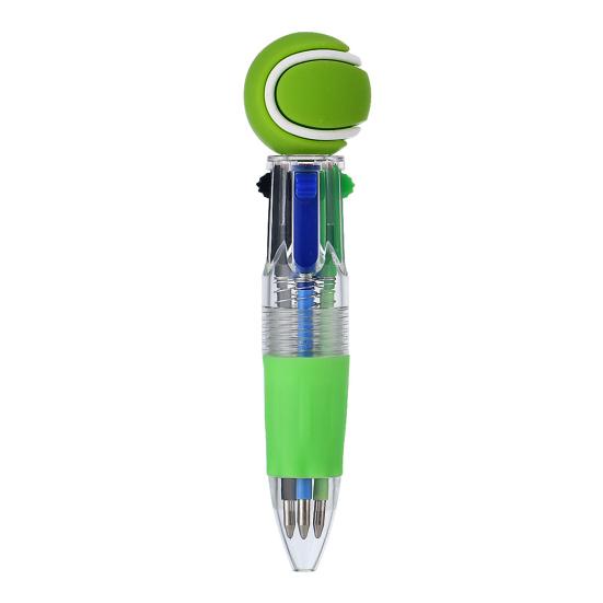

2Pcs Retractable Ballpoint Pen Cartoon Sports Ball 4-Color Mini Journal Pen with Football Basketball Rugby Toppers Fun School Supply Gift for Kids B