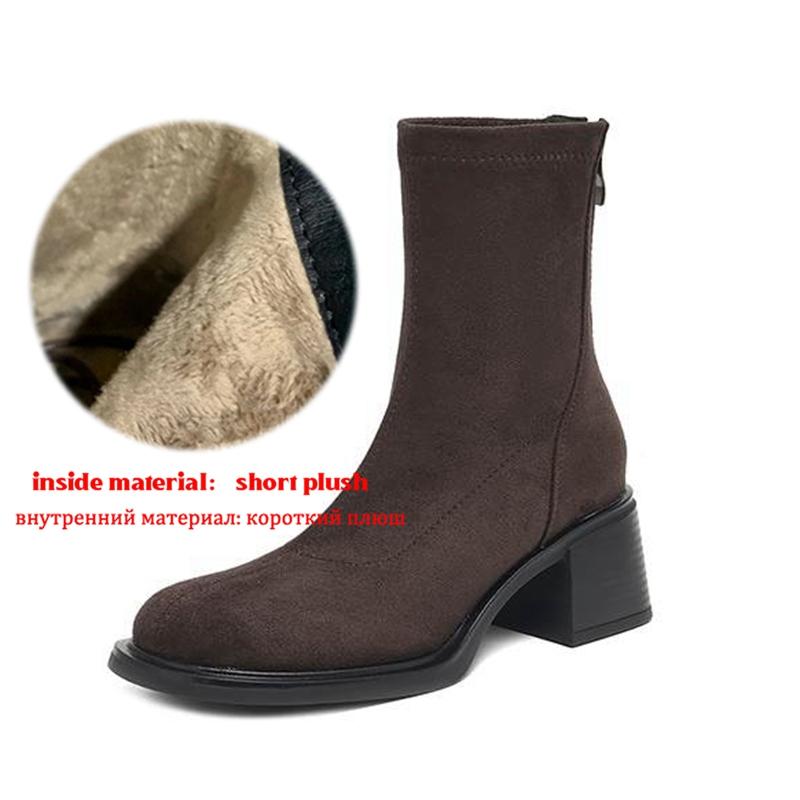 

Krazing Pot Flock Winter Round Toe Modern Platform Size 33 Boots Size 43 Women Fashion Beauty Lady Elastic Ankle Boots 43