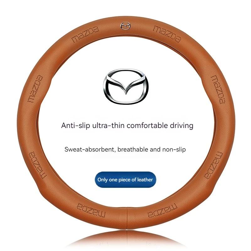 2025 Hot For Mazda 3 5 6 SKYACTIV Axela Atenza CX30 CX5 CX8 CX9 MX5 RX8 RX7 BT50 Carbon fiber Leathe Car Steering Wheel Cover Ac