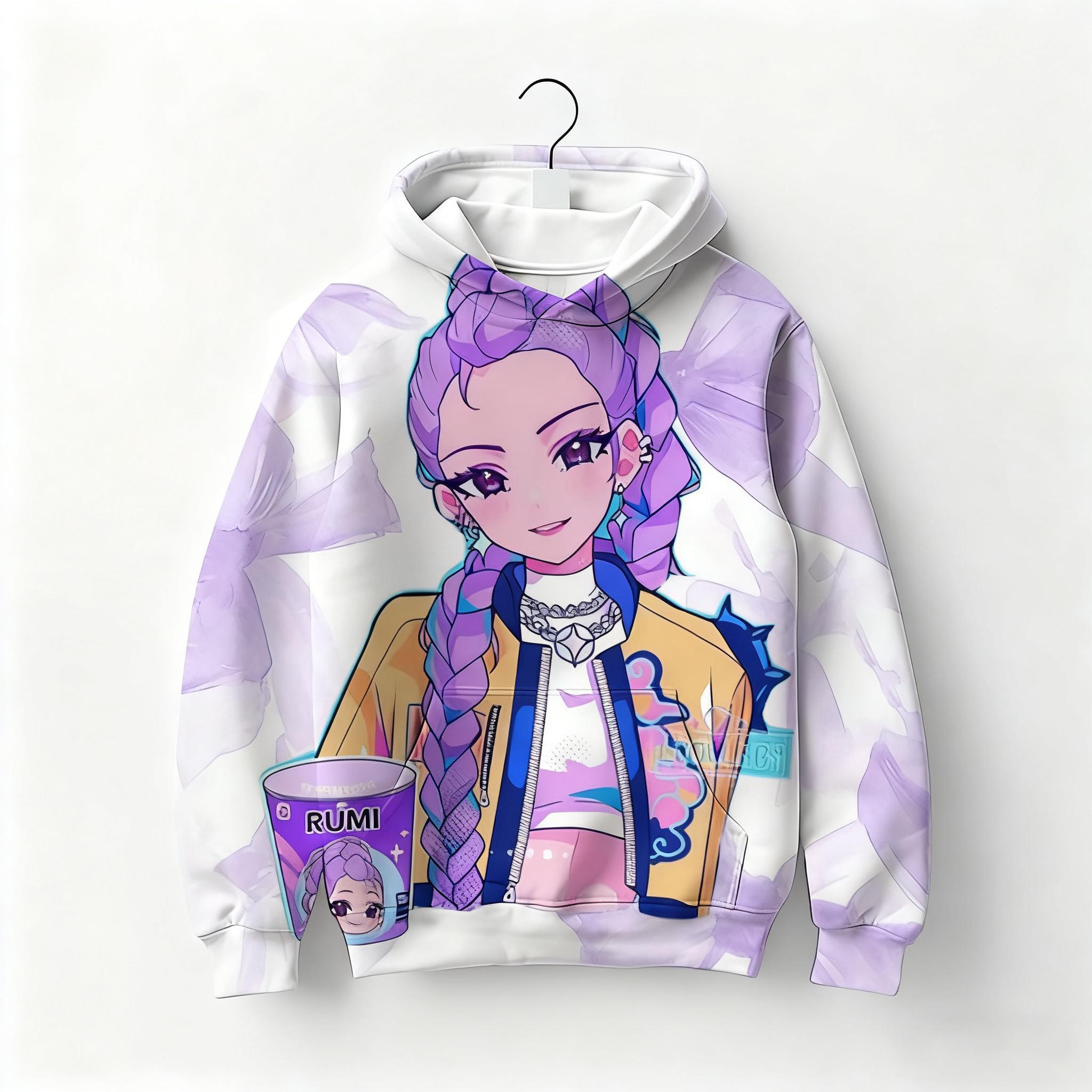Kpop Demon Hunters Huntrix Kids Hoodie Pullover Sweatshirt Girls Fashion Outerwear Comfortable Soft Casual Clothing 100