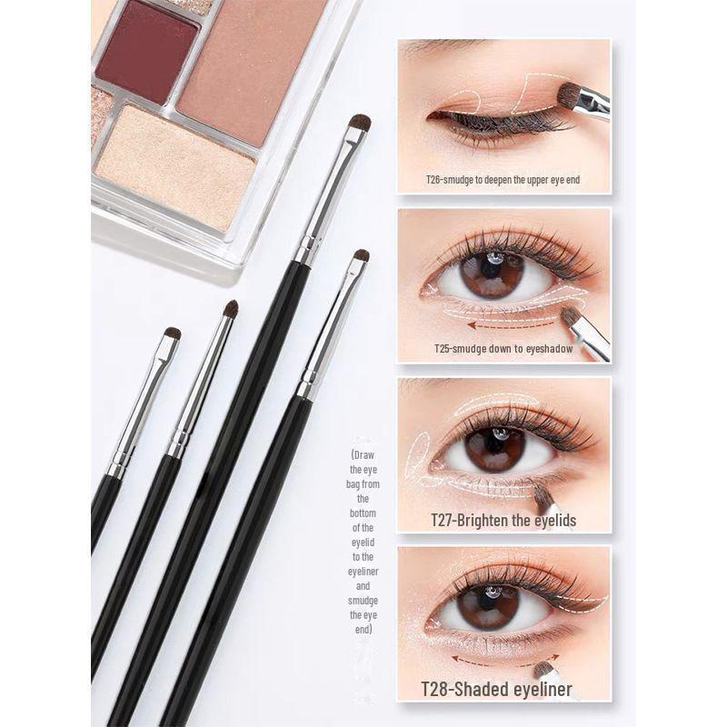4 Small Cone-shaped Eye Makeup Detail Brushes Perfect for Brightening Eye Shadow, Concealing Eye Bags, Applying Eyeliner, and Blending Eyeshadow.