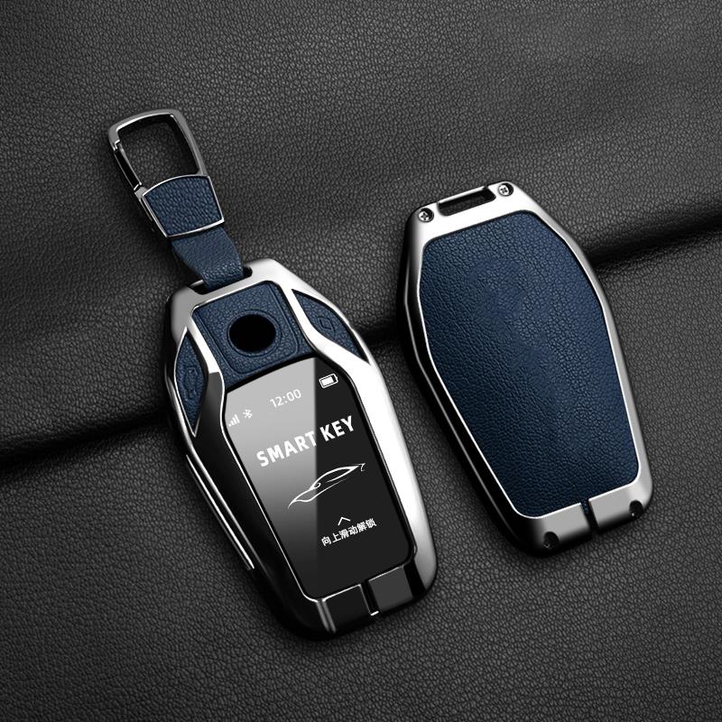 New Auto Alloy Sheepskin Car Key Case For BMW 7 Series 730 740 535L E6 Series X3 X 5 X7 LED Smart Remote Control Auto Keychain