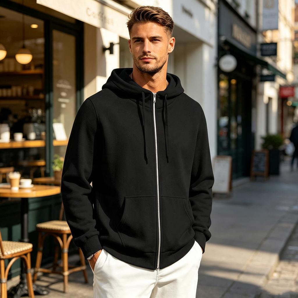 Men's Casual Zip-Up Hoodie Sweatshirt Jacket with Pockets