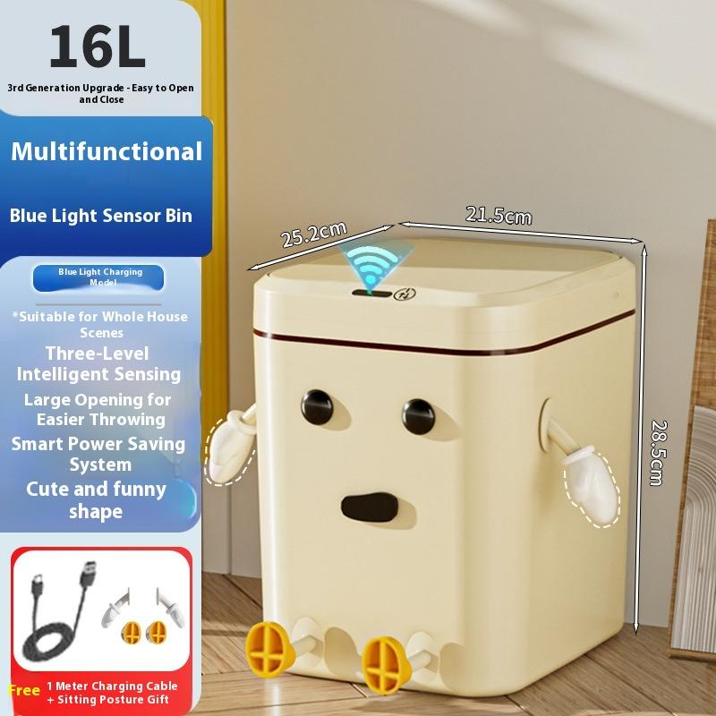 Intelligent Sensor Trash Can Household New High-value Living Room Bedroom Kitchen Toilet Large Cartoon Creative Cute