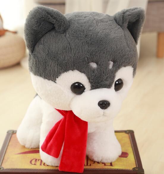 1ks 30cm Krásný vycpaný pejsek se šátkem Měkké roztomilé zvířátko Kreslený plyšový pes panenka pro děti B