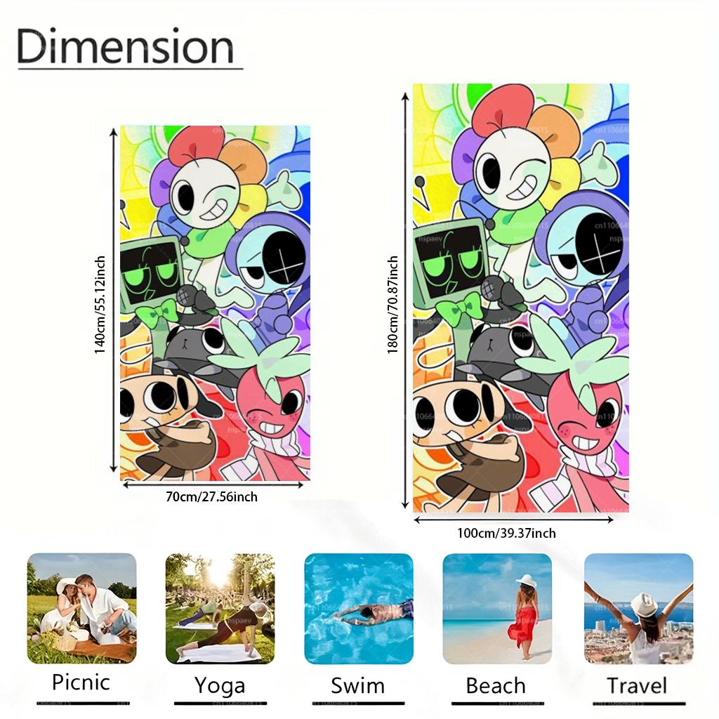 D-Dandy's World Beach Towel, Colorful Cartoon Print Bath Towel, Super Absorbent Microfiber for Swimming Pool Travel, Kids