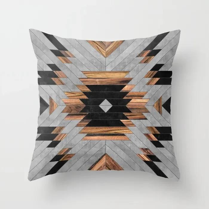 Farmhouse Home Decor Sofa Pillow Creative Wood Grain Marble Pillowcase Fashion Geometric Cushion Cover 40x40cm  50x50