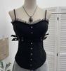 Y2K Spicy Girl Spitzenbesetztes Camisole mit Brustpolstern und Reißverschluss am Rücken