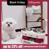 High-Stand Cat Bowl Anti Slip Detachable Dog Food Feeding Basin Stainless Steel Large Capacity Pet High Foot Dual Bowl