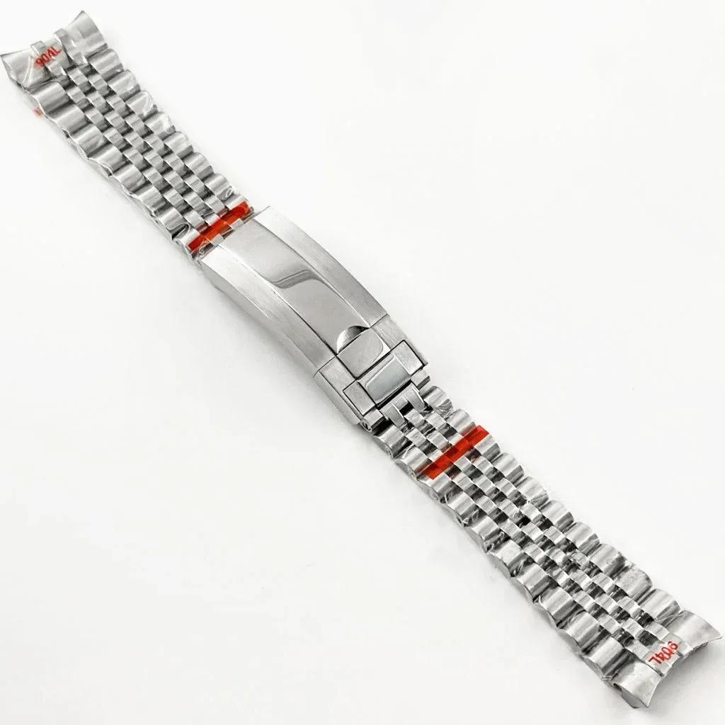 

20MM Width Silver Presidential Solid Bracelet 904L Stainless Steel Glide Lock Clasp Wristband for Sub Log NH34 NH35 Watch Case 20mm