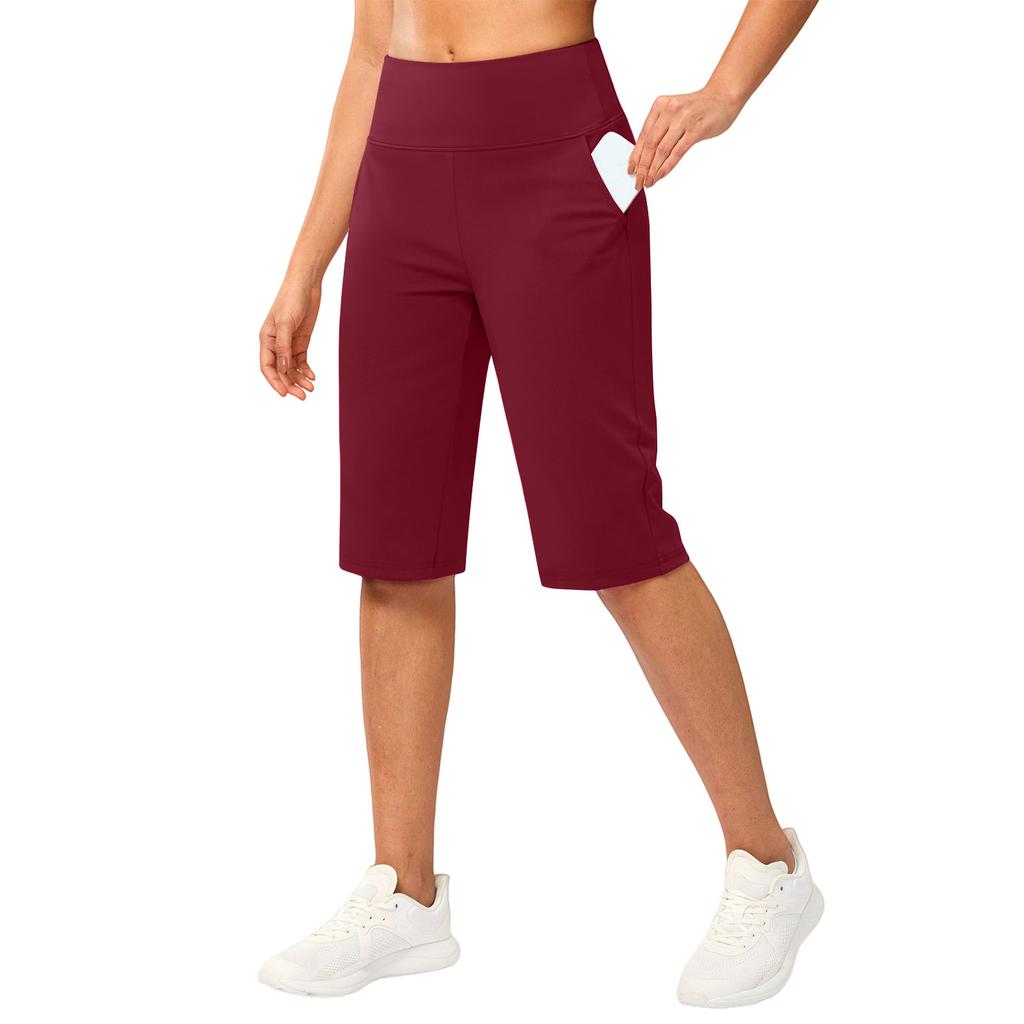 Capris de Yoga de Cintura Alta para Mujer con Bolsillo Bermudas Deportivos Elásticos para Fitness Running Gimnasio Entrenamiento Deportes