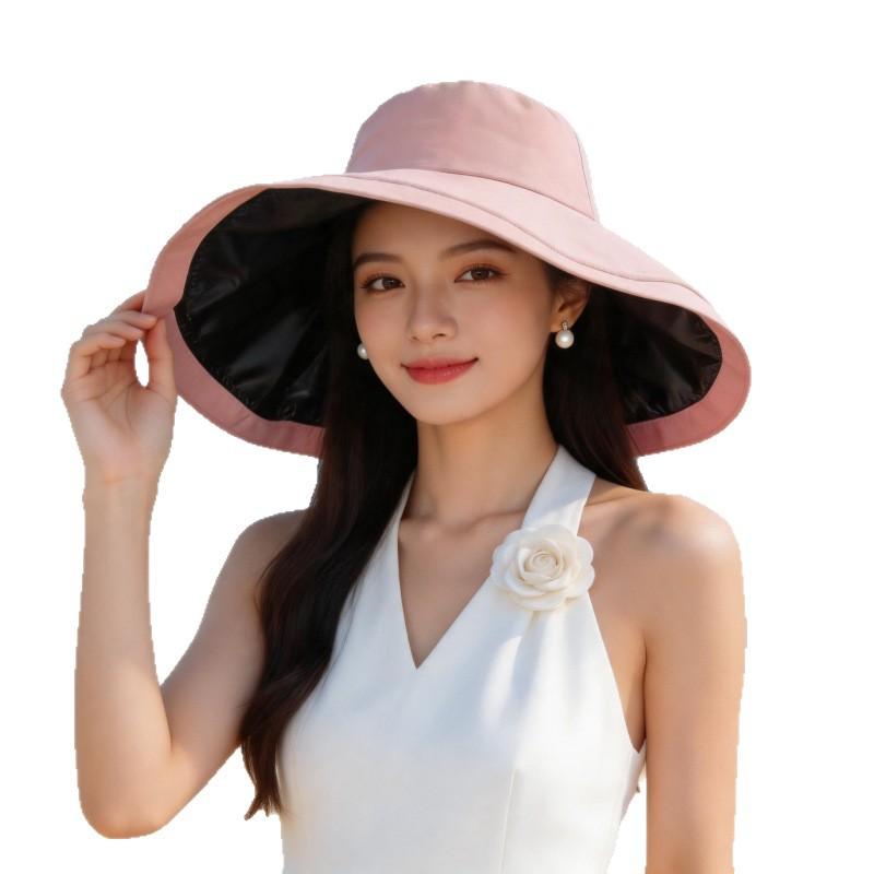 Super Large Eaves Hat Children's Summer Fashion Inner Vinyl Adjustable Sunscreen Hat Outdoor Seaside Vacation Sunshade Sun Hat