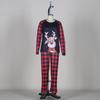 European-American Christmas Deer Print Pajamas - Family Matching Plaid Round Neck Set