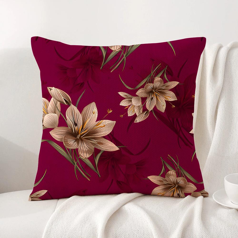 Classic Floral Print Cushion Cover Natural Linen Organic Fabric DoubleSided Printing Sofa Home Decor Gift Pillow Cover