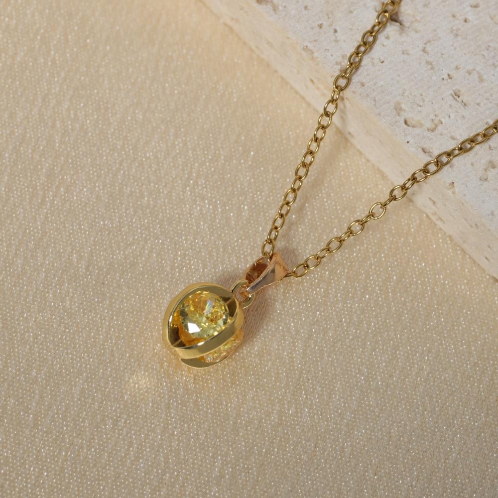 Simple Round Pendant Necklaces for Women Zirconia Necklace Wedding Party Jewelry Accessories