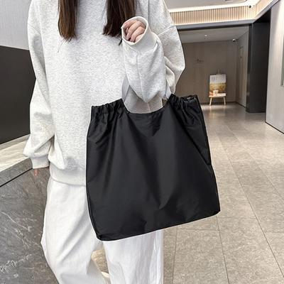 Shopping Bag Waterproof Nylon Fabric Large Capacity Foldable Single Shoulder Bag Travel-friendly Shopping Tote Bag