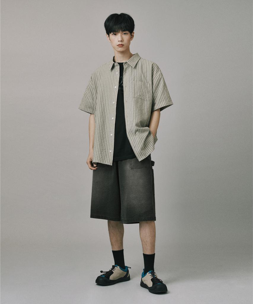 Beodeonteu Carpenter Denim Terry Sweat Bermuda Shorts [Black]