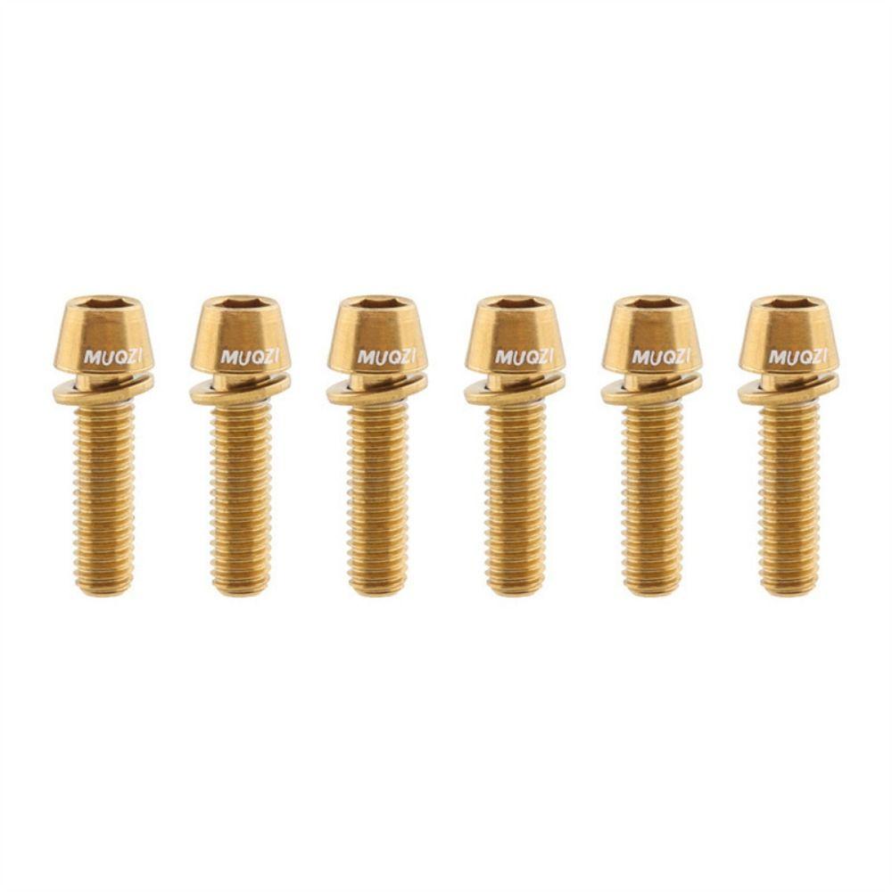 6pcs/set Titanium-plated Bike Handle in Bolts M5 * 17MM Bicycle Stem Screw Mountain Bike