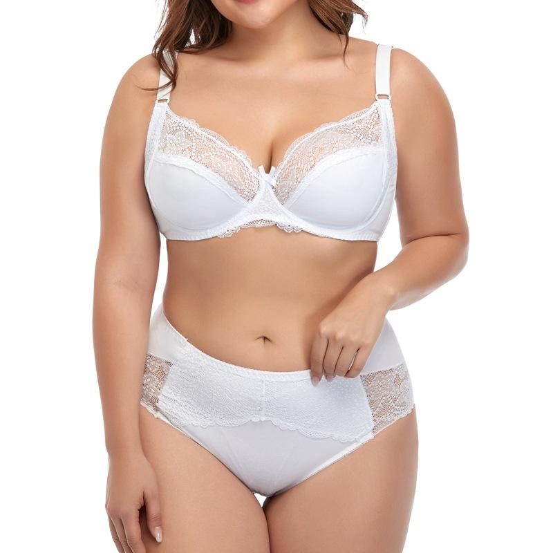 Ensemble de Soutien-gorge Grande Taille pour Femmes avec Armatures et Bordure en Dentelle, Sous-vêtements pour Femmes, Soutien-gorge à Bonnets Moulés Fins