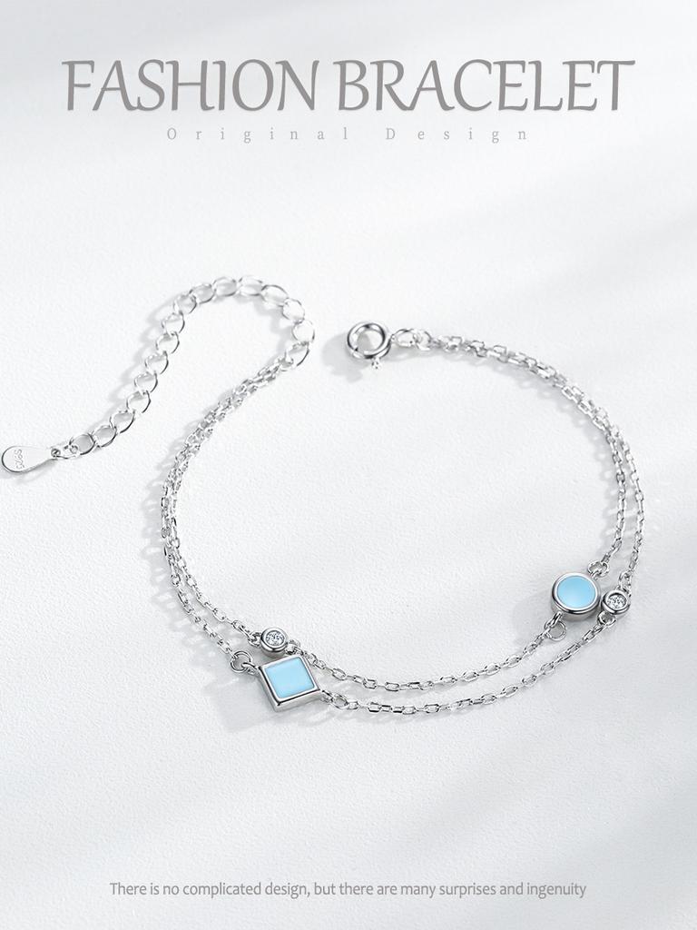 Moissanite 925 Sterling Silver Vintage Turquoise Bracelet Affordable Luxury Advanced Original Design Jewelry Wedding Gift
