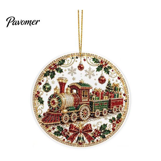 Office Holiday Decorations Christmas Acrylic Hanging Ornament, 2D Flat Double Side Printed Ornaments Santa Snowman Pendant for Tree Window,