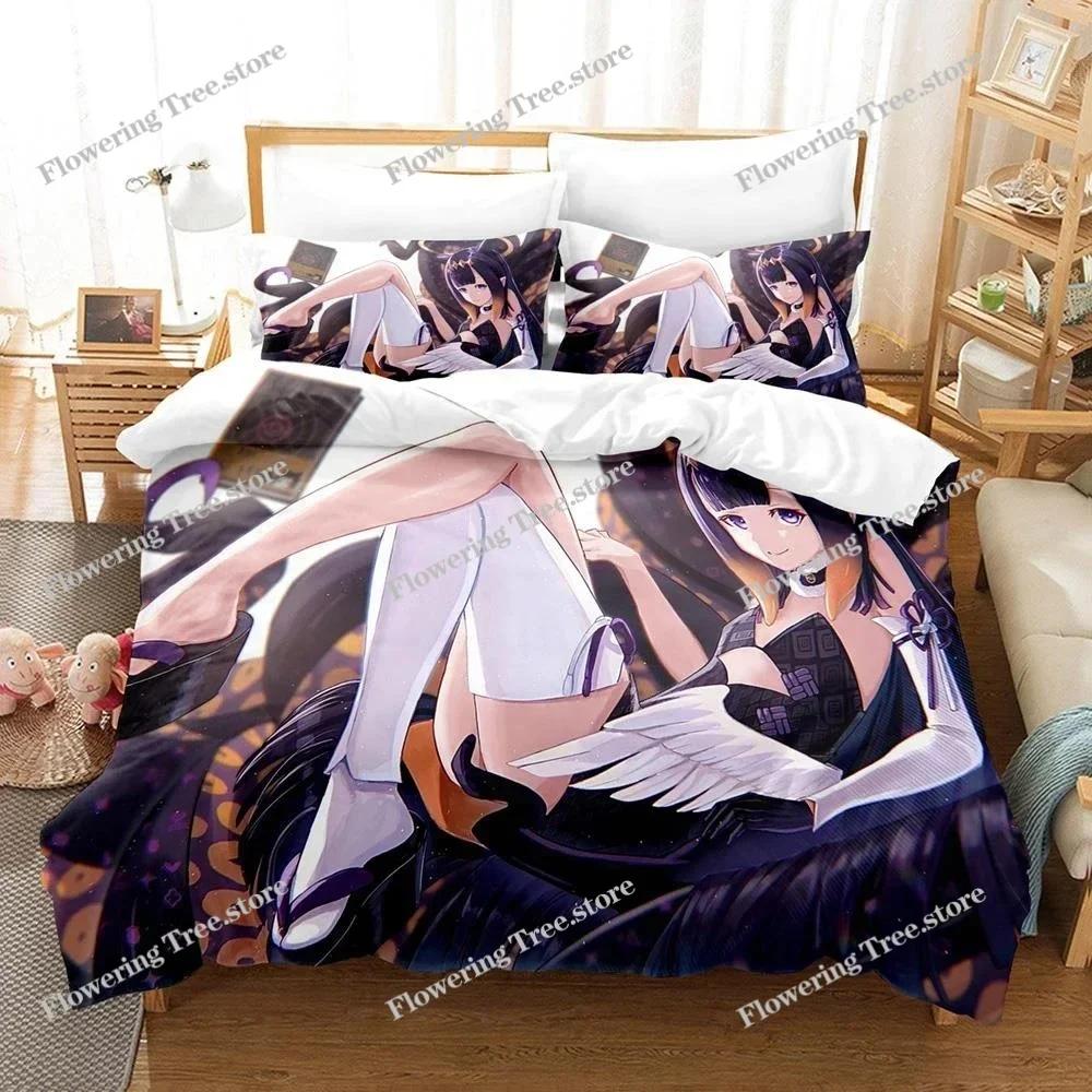 3D-tryckt Ninomae Inanis holoEN Påslakan Anime Sängklädesset Dubbel Twin Full Queen King Vuxen Barn Sängkläder Täcke