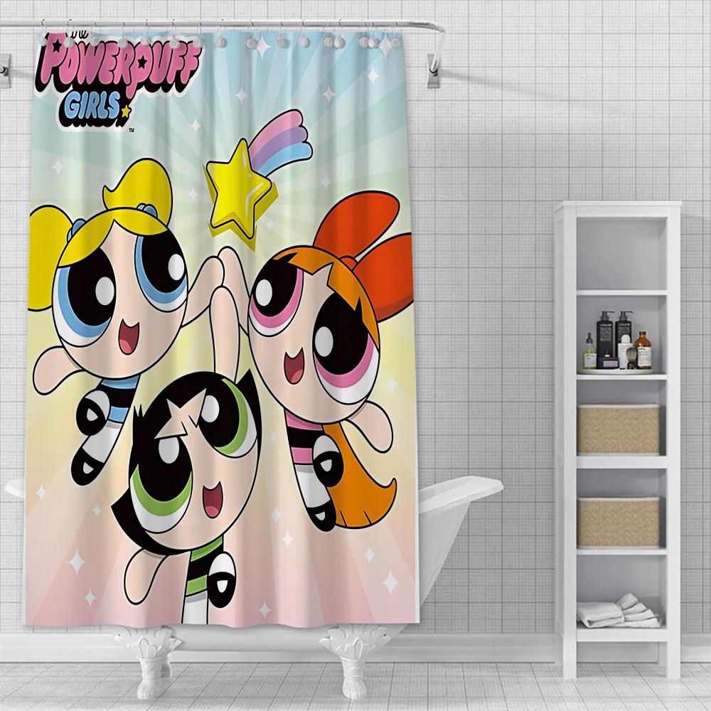 Shower Powerpuffs Girlss Curtain Waterproof Polyester Fabric Paint Colorful Bath Curtains Home Bathroom Decor Curtain With Hook