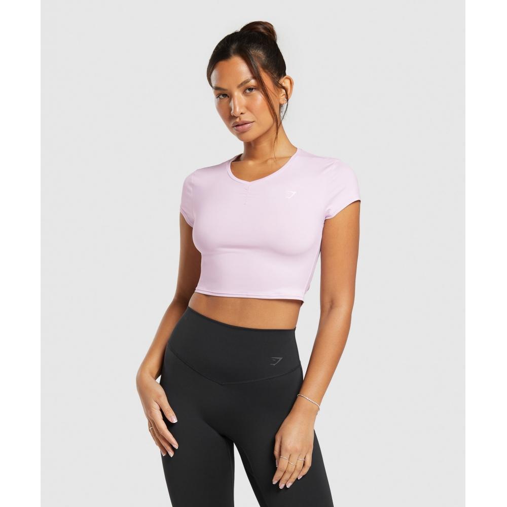 

GYMSHARK Elevate Укороченный топ с рюшами Розовый лимонад B7A1Q KBSZ