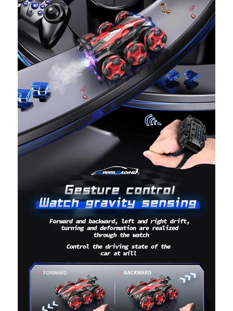 Six-Wheel Drift Stunt Remote Control Car with Music and Spray Effects – 2.4G Off-Road Climbing Vehicle Toy